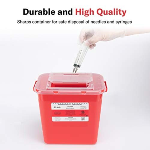 Agna Sharps Container for Home Use 2 Gallon Biohazard Needle and Syringe Disposal Professional Medical Grade FDA 510k