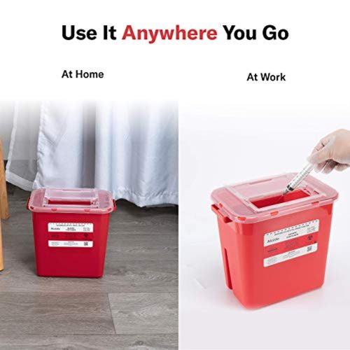 Agna Sharps Container for Home Use 2 Gallon Biohazard Needle and Syringe Disposal Professional Medical Grade FDA 510k